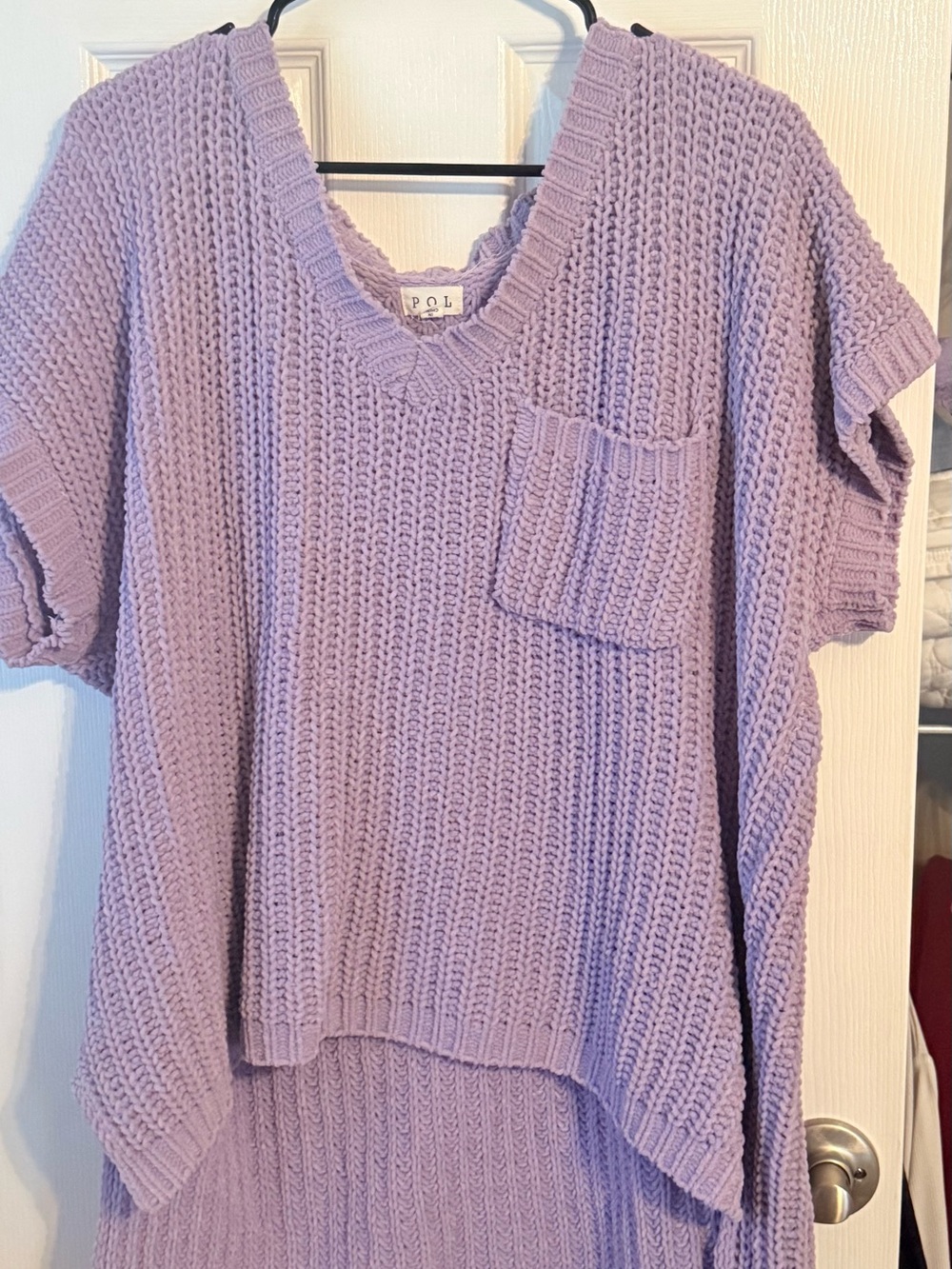 POL lavender textured knit pullover